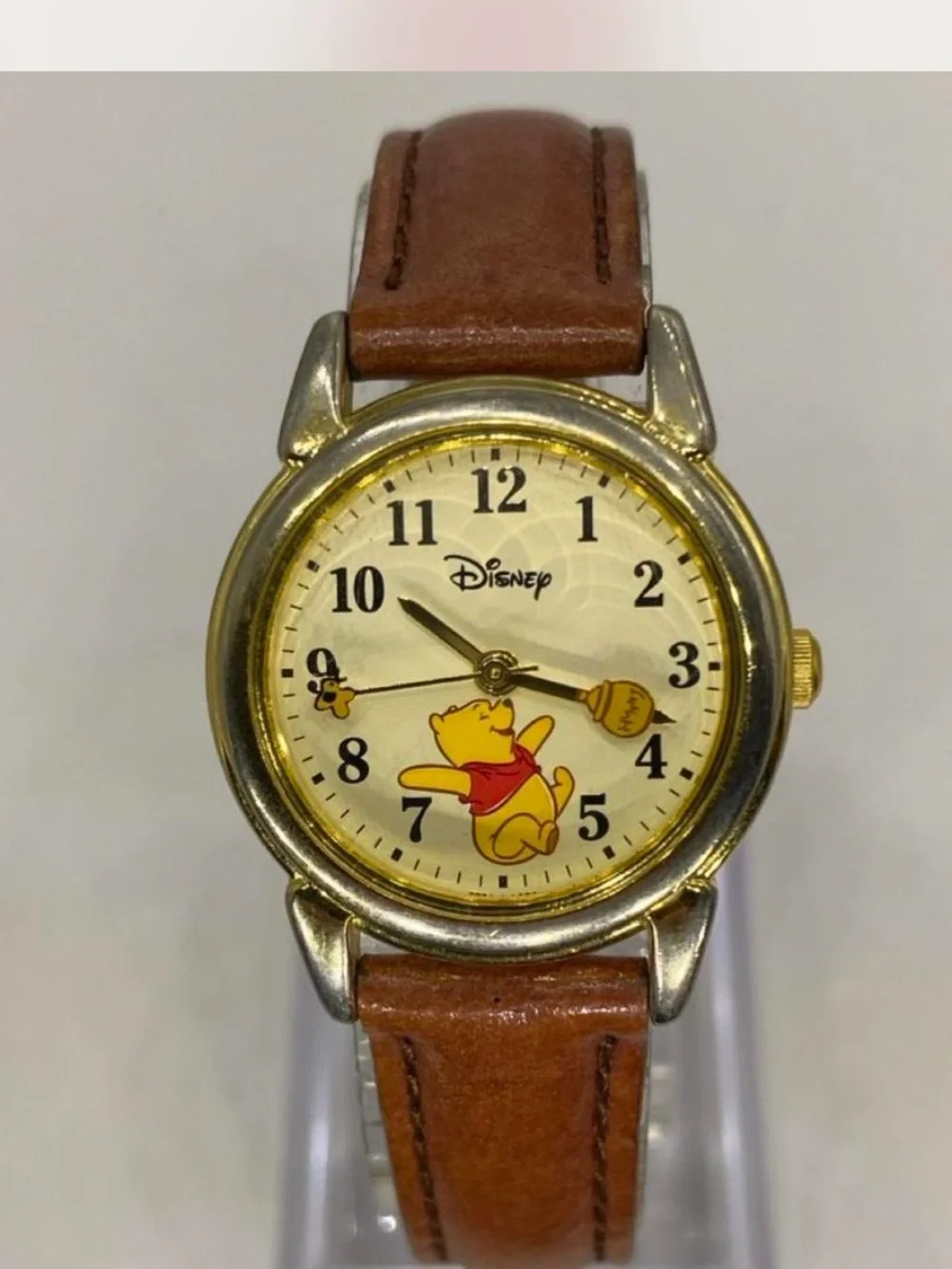 Ladies ^^^ Disney Winnie the Pooh Tan Leather Strap Watch ^^^ Rotating 🍯 Pot  *
